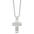 Chisel Stainless Steel Polished Cross Pendant on a 22 inch Ball Chain Necklace