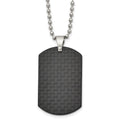 Chisel Stainless Steel Brushed Black Solid Carbon Fiber Dog Tag on a 22 inch Ball Chain Necklace