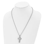 Chisel Stainless Steel Polished Laser Cut Cross Pendant on a 22 inch Ball Chain Necklace
