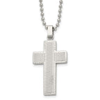 Chisel Stainless Steel Polished Laser Cut Cross Pendant on a 22 inch Ball Chain Necklace
