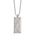 Chisel Stainless Steel Polished and Textured Wave Design Dog Tag on a 22 inch Ball Chain Necklace