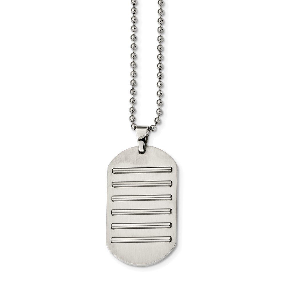 Stainless Steel Brushed and Polished Dog Tag Necklace
