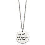 Chisel Stainless Steel Polished Enameled NOT ALL WHO WANDER ARE LOST Compass Pendant on a 22in Cable Chain Necklace