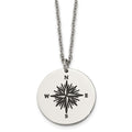 Chisel Stainless Steel Polished Enameled NOT ALL WHO WANDER ARE LOST Compass Pendant on a 22in Cable Chain Necklace