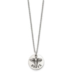 Chisel Stainless Steel Polished and Enameled BRAVE Bumble Bee Pendant on a 22 inch Cable Chain Necklace