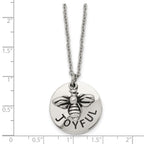 Chisel Stainless Steel Polished and Enameled JOYFUL Bumble Bee Pendant on a 22 inch Cable Chain Necklace