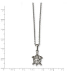 Chisel Stainless Steel Polished and Textured Turtle Pendant on a 22 inch Cable Chain Necklace