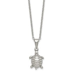 Chisel Stainless Steel Polished and Textured Turtle Pendant on a 22 inch Cable Chain Necklace