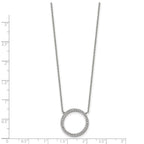 Chisel Stainless Steel Polished CZ Open Circle on a 17 inch Cable Chain with a 2.5 inch Extension Necklace
