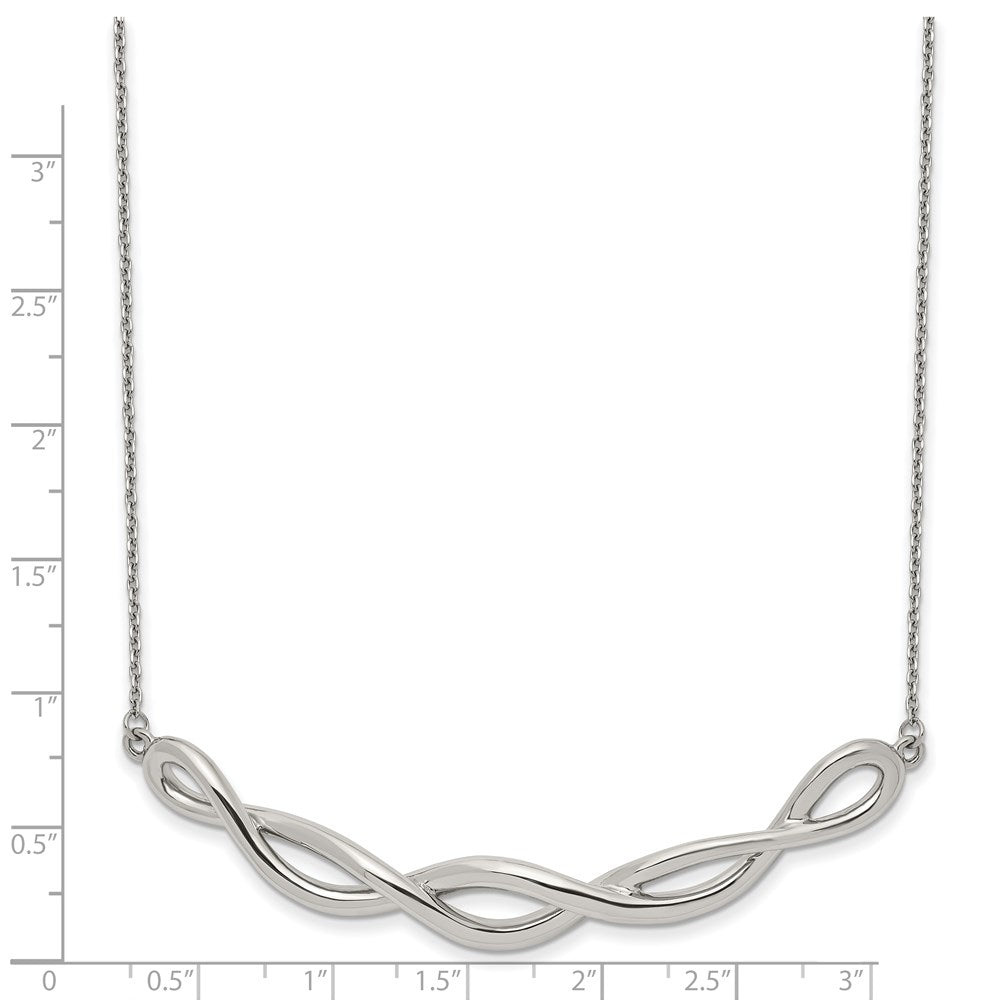 Chisel Stainless Steel Polished Twisted Bar on a 18 inch Cable Chain with 2 inch Extension Necklace