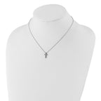 Chisel Stainless Steel Polished Cross Pendant on a 16 inch with 1 inch extension Cable Chain Necklace