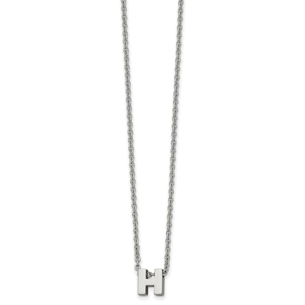 Stainless Steel Polished Letter H 18in w/2in ext Necklace