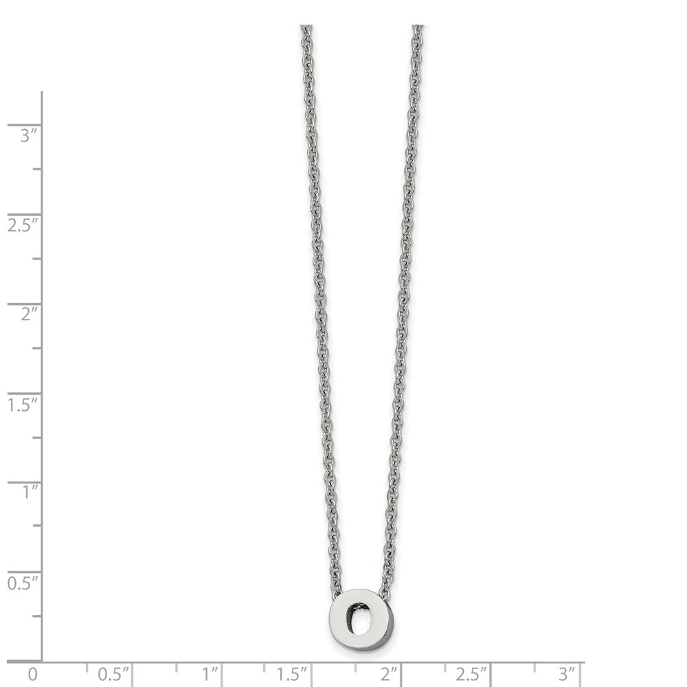 Stainless Steel Polished Letter O 18in w/2in ext Necklace