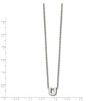 Stainless Steel Polished Letter U 18in w/2in ext Necklace