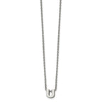 Stainless Steel Polished Letter U 18in w/2in ext Necklace
