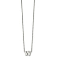 Stainless Steel Polished Letter W 18in w/2in ext Necklace