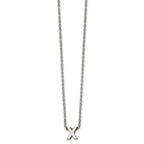 Stainless Steel Polished Letter X 18in w/2in ext Necklace