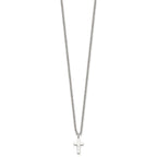 Chisel Stainless Steel Polished 11mm Cross Pendant on an 18 inch Cable Chain Necklace
