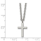 Chisel Stainless Steel Polished 16mm Cross Pendant on an 18 inch Cable Chain Necklace