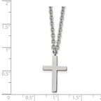 Chisel Stainless Steel Polished 20mm Cross Pendant on an 18 inch Cable Chain Necklace