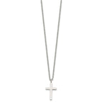 Chisel Stainless Steel Polished 20mm Cross Pendant on an 18 inch Cable Chain Necklace
