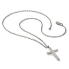 Chisel Stainless Steel Polished 25mm Cross Pendant on an 18 inch Cable Chain Necklace