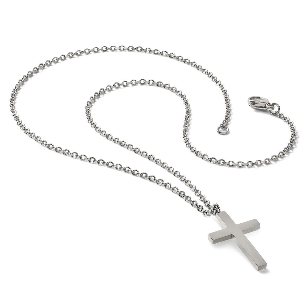 Chisel Stainless Steel Polished 25mm Cross Pendant on an 18 inch Cable Chain Necklace