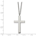Chisel Stainless Steel Polished 35mm Cross Pendant on an 18 inch Cable Chain Necklace