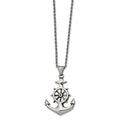 Chisel Stainless Steel Antiqued and Polished Anchor Pendant on a 24 inch Curb Chain Necklace