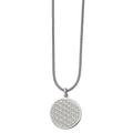 Chisel Stainless Steel Polished Flower Cut-out Small Circle Pendant on an 18 inch Snake Chain Necklace