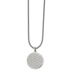 Chisel Stainless Steel Polished Flower Cut-out Small Circle Pendant on an 18 inch Snake Chain Necklace