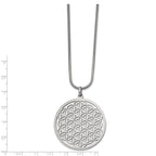 Stainless Steel Polished Flower Cut-out Large Circle 20 inch Necklace