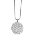 Stainless Steel Polished Flower Cut-out Large Circle 20 inch Necklace