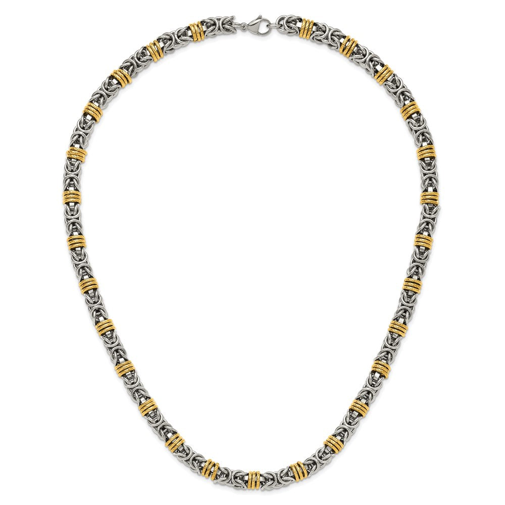 Chisel Stainless Steel Polished Yellow IP-plated Byzantine 24 inch Necklace
