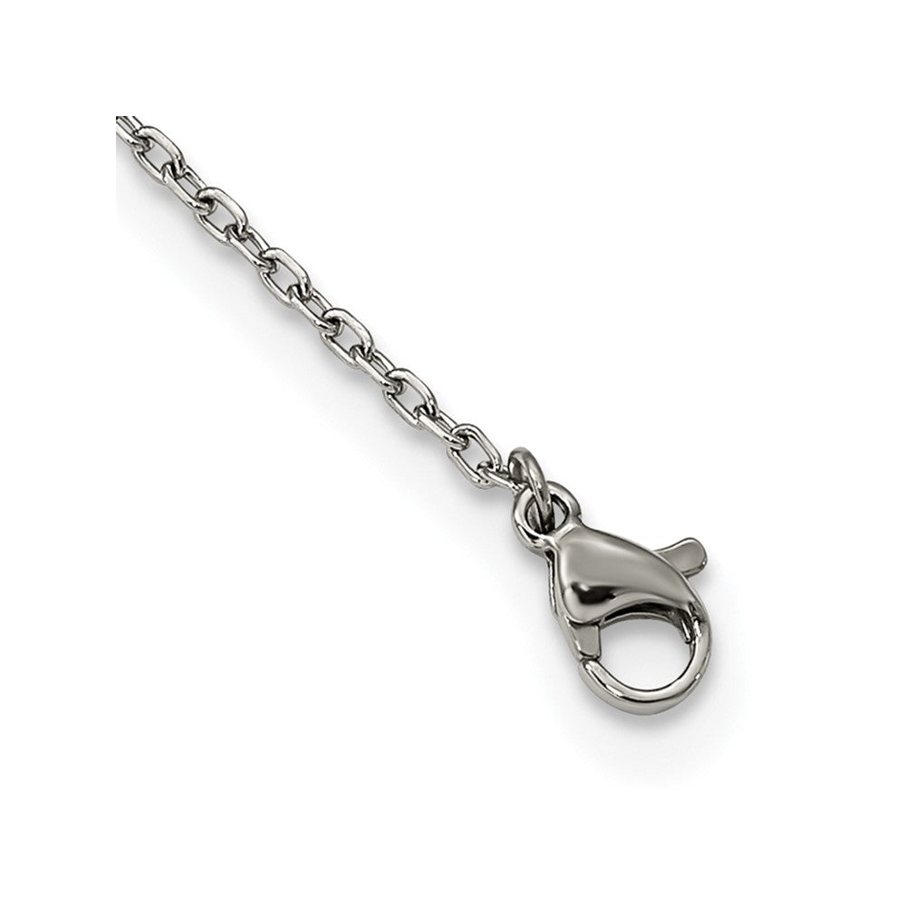 Stainless Steel Polished w/Preciosa Crystal V shape w/1.25in ext Necklace