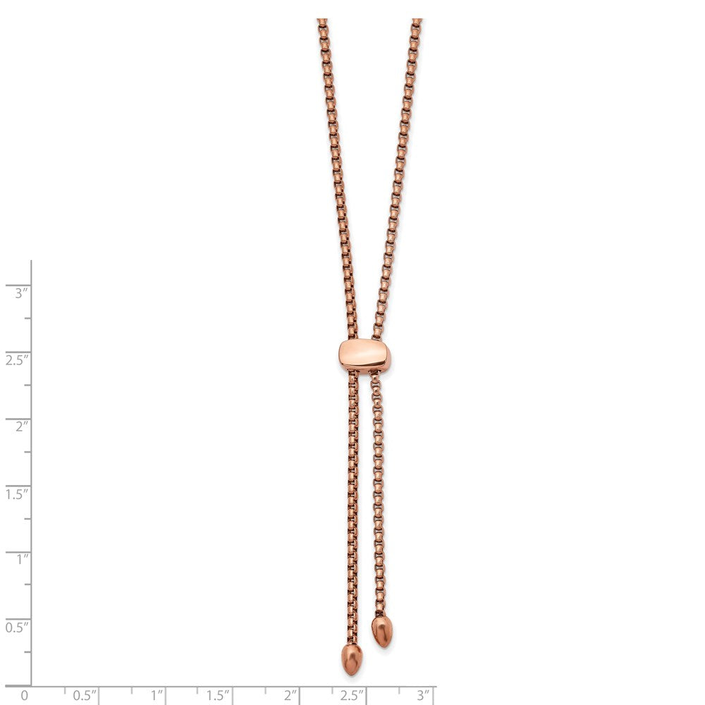 Chisel Stainless Steel Polished Rose IP-plated Adjustable up to Box Chain Necklace