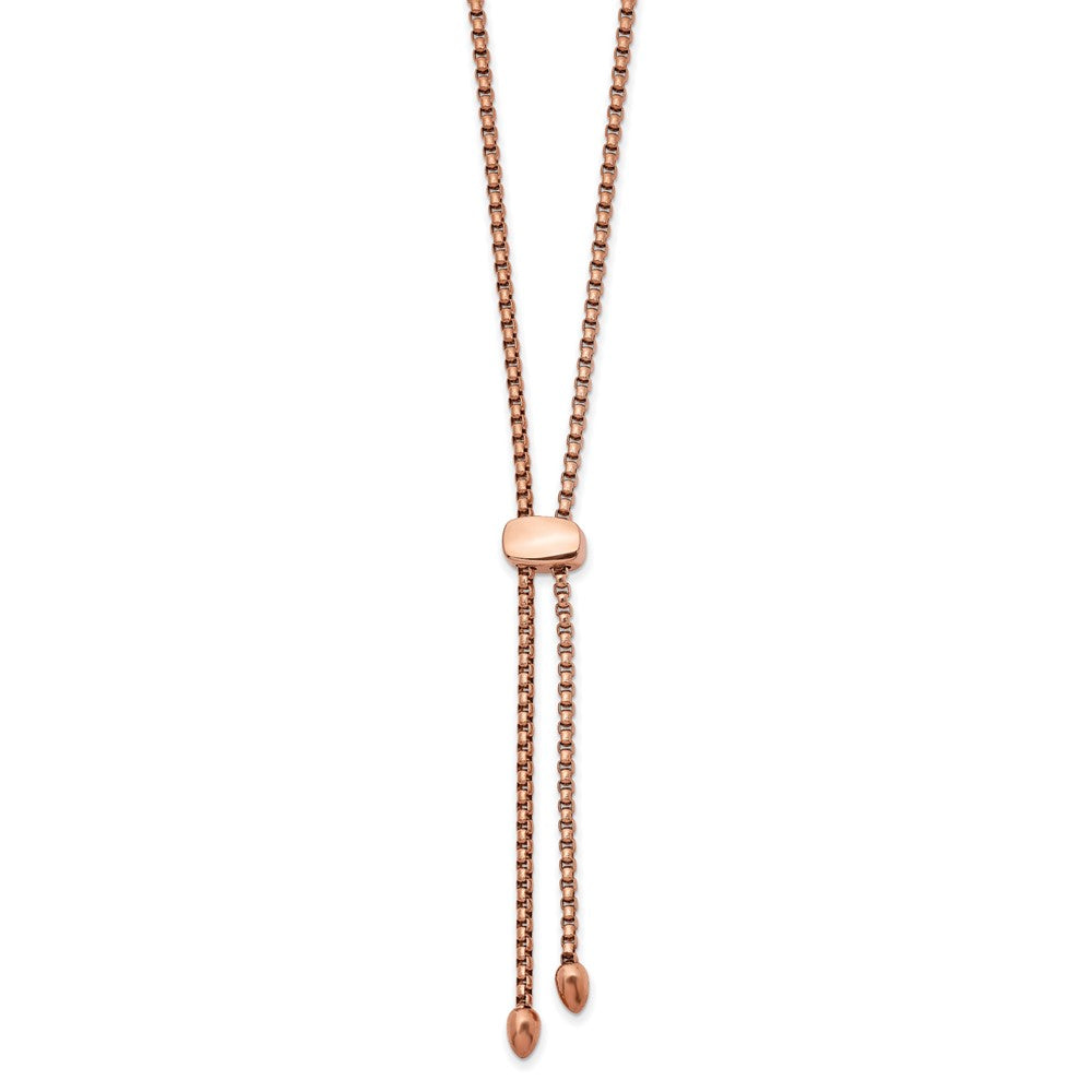 Chisel Stainless Steel Polished Rose IP-plated Adjustable up to Box Chain Necklace
