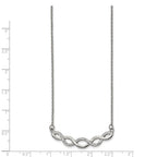 Chisel Stainless Steel Polished with Preciosa Crystal Braided Bar on a 16.5 inch Cable Chain with a 2 inch Extension Necklace