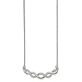 Chisel Stainless Steel Polished with Preciosa Crystal Braided Bar on a 16.5 inch Cable Chain with a 2 inch Extension Necklace
