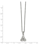 Chisel Stainless Steel Polished with Preciosa Crystal Trinity Knot Pendant on a 16 inch Cable Chain with a 1 inch Extension Necklace