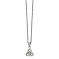 Chisel Stainless Steel Polished with Preciosa Crystal Trinity Knot Pendant on a 16 inch Cable Chain with a 1 inch Extension Necklace