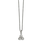 Chisel Stainless Steel Polished with Preciosa Crystal Trinity Knot Pendant on a 16 inch Cable Chain with a 1 inch Extension Necklace