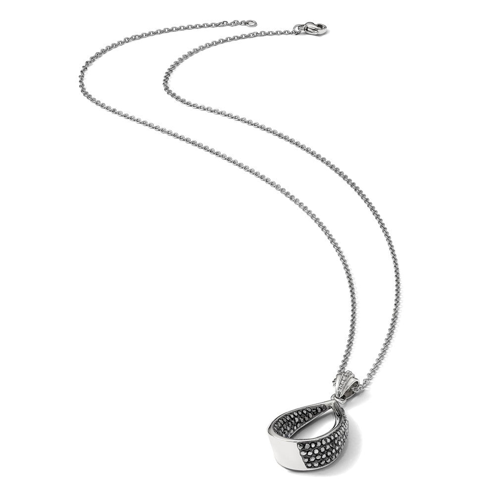 Stainless Steel  22in Polished Teardrop Black Preciosa Crystal Necklace