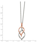 Chisel Stainless Steel Polished Rose IP-plated Twisted Pendant on a 16 inch Cable Chain with a 2 inch Extension Necklace