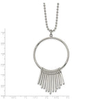 Chisel Stainless Steel Polished Circle with Bars Pendant on a 22 inch Ball Chain Necklace