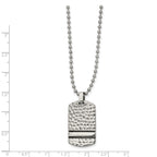 Chisel Stainless Steel Antiqued and Polished Hammered Reversible Dog Tag on a 22 inch Ball Chain Necklace
