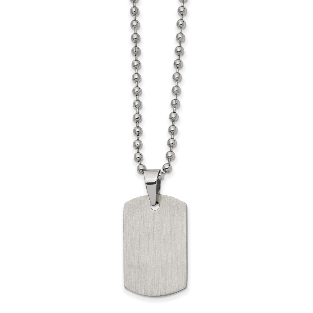 Chisel Stainless Steel Brushed and Polished Reversible Dog Tag on a 22 inch Ball Chain Necklace