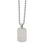 Chisel Stainless Steel Brushed and Polished Reversible Dog Tag on a 22 inch Ball Chain Necklace
