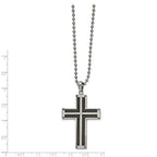 Chisel Stainless Steel Polished Black IP-plated Laser Cut Cross Pendant on a 22 inch Ball Chain Necklace