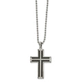 Chisel Stainless Steel Polished Black IP-plated Laser Cut Cross Pendant on a 22 inch Ball Chain Necklace